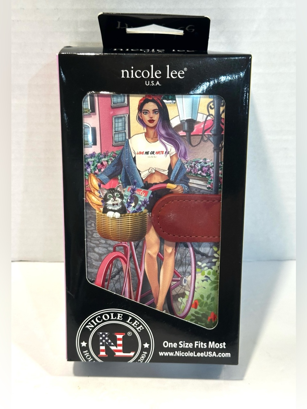 Nicole Lee Pink & Purple Biking Girl Phone Wallet